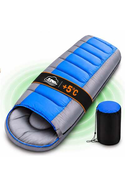 Timebox Camping Sleeping Bag 220x75 cm, 1800g, 5-25°C, Hollow Cotton, Waterpr...