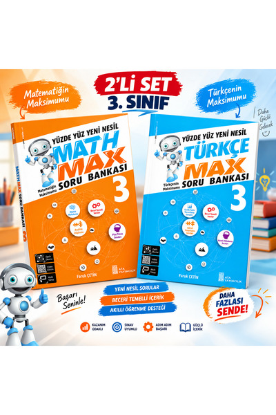 Ata Yayıncılık 3. Sınıf Matematik ve Türkçe Max Soru Bankası 2'li Set – Yeni ...