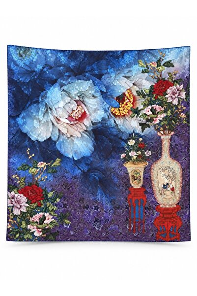 Retrobird Satensi Square Shawl Women's Red - Blue