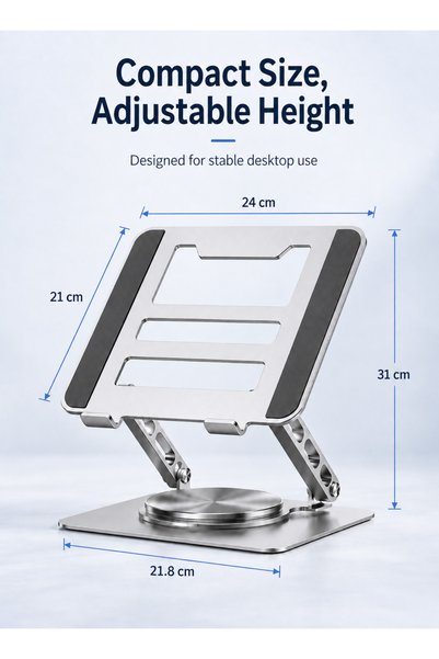 Yoawllty Laptop Stand, Adjustable 360° Rotating Base Laptop Holder, Ergonomic Foldable Computer Stand