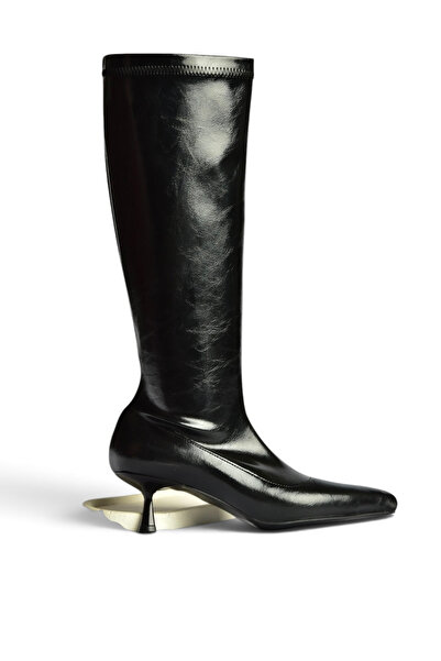Fox Shoes Z282810460 Black Rustic Pointed Toe Kitten Heel Stretch Boots