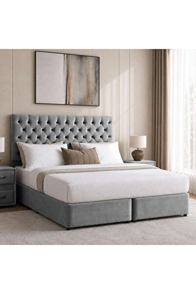 PAN HOME THALASSA SUPER KING BED 200X200 CM - GREY