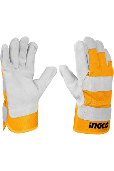 Ingco قفازات عمل جلدية آمنة طراز HGVC01