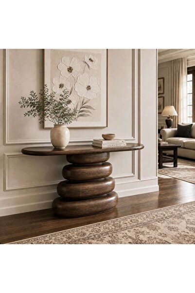 PAN HOME CLYDA CONSOLE TABLE SOLID WOOD - WALNUT