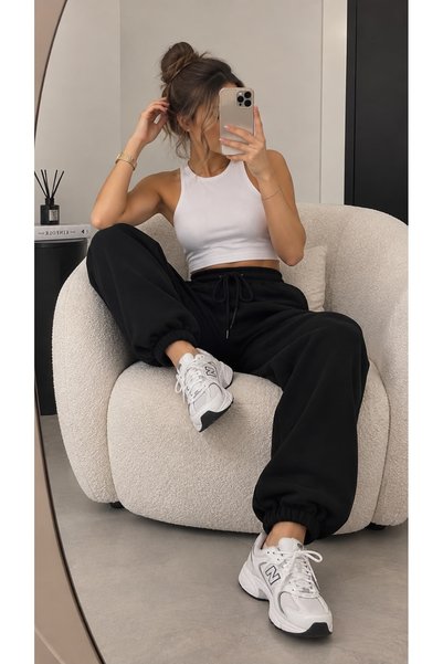 Wise&Go Store Unisex Cotton Jogger Sweatpants High Waist with Pockets Elastic Waist and Cuffs