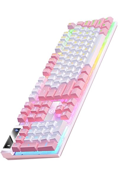 KASTWAVE لوحة مفاتيح ميكانيكية 104 مفتاح بحجم كامل سلكية للألعاب مع إضاءة خلف...