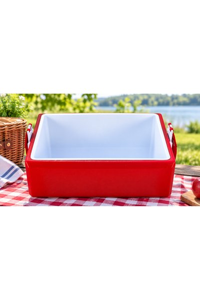 Termolar 24L Insulated Cooler Box with Carry Handle, Portable Ice Chest for Food & Drinks, Red /white