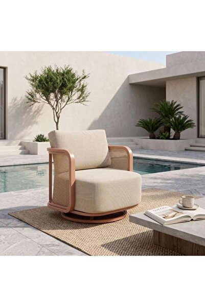 PAN HOME AMARETTO OUTDOOR SINGLE SWIVEL CHAIR - BEIGE