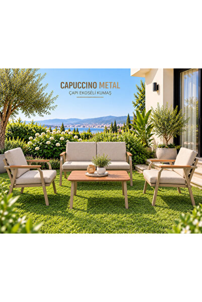 beehanem Jardin Metal Bahçe Balkon Mutfak Oturma Grubu Takımı 2+1+1 Sehpalı C...