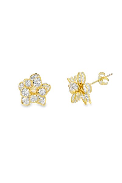 Bijuteria SORELLY Cercei floare din argint placați cu aur de 14k