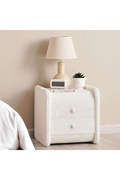 PAN HOME FLORAL PRINCESS KIDS NIGHTSTAND WITH 2 DRAWERS UPHOLSTERED - BEIGE
