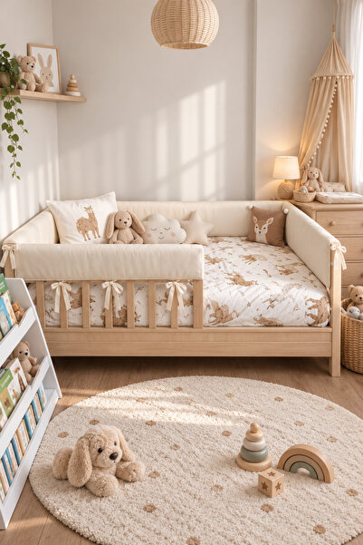 Jaju Baby 60 cm Yükseklik Tam Koruma 60x120 cm Renk Özel Ölçü Montessori / Be...