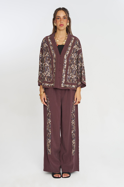 Orfeo Negro Women's Stylish Shirt/Jacket with Sequin and Bead Embroidery and ...