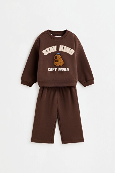 LEFTIES Süet detaylı sweatshirt ve pantolon takımı