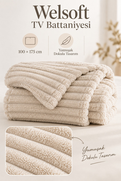 Rebeka Home Collection Nature - Welsoft Plush Striped Tv Blanket 100X175Cm