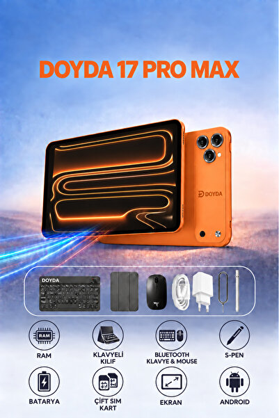 DOYDA TAB 17 PRO MAX 4GB RAM 64GB Hafıza Klavyeli Kılıf + Bluetooth Klavye & ...
