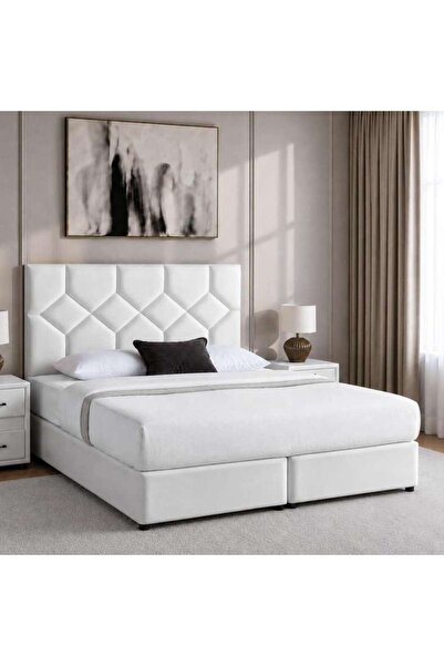 PAN HOME KYROS SUPER KING BED 200X200 CM - WHITE