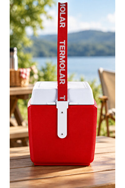 Termolar 24L Insulated Cooler Box with Carry Handle, Portable Ice Chest for Food & Drinks, Red /white