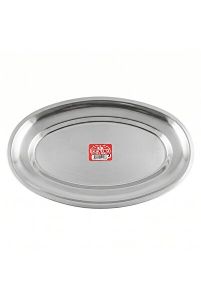 Emrullah Rostfrei Stainless Steel Flat Kebab Plate No:2 Medium Size 22,90X13,...