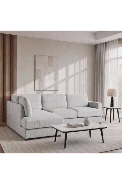 PAN HOME طقم أريكة زاوية SYTHNIA من اليسار - رمادي فاتح