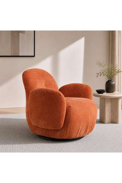 PAN HOME PALONA ACCENT CHAIR UPHOLSTERED WITH SWIVEL - ORANGE