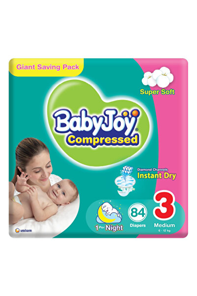 BabyJoy Baby Joy Diapers Diamond Compressed Tape Diapers, Size 3, Medium, 6-1...
