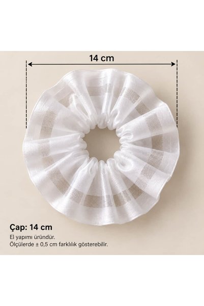 YoldaBebekVar Ribbon Detailed Taffeta and Tulle Large Scrunchie Hair Tie – 14 cm