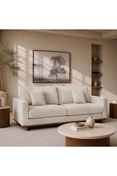 PAN HOME VANDALA NEW 3 SEATER SOFA - BEIGE
