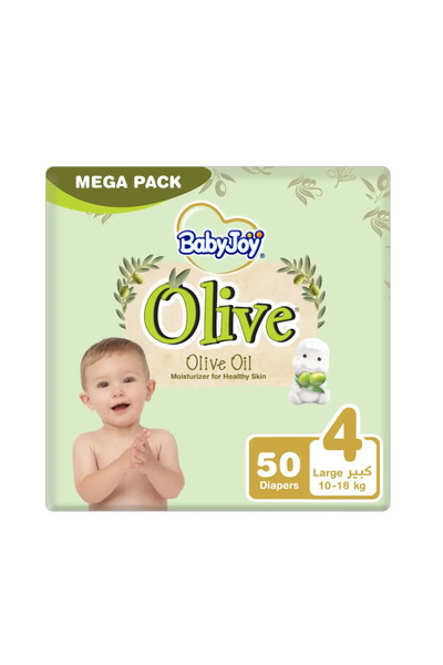 BabyJoy Olive Oil, Size 4, Large, 10-18 kg, Mega Pack, 50 Diapers
