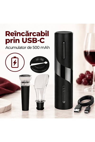 TnsAround Tirbușon electric USB-C, set de 4 piese pentru vin