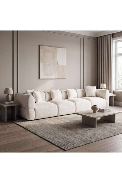 PAN HOME GRINOT 4 SEATER SOFA - BEIGE