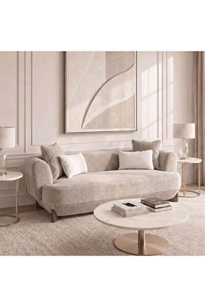 PAN HOME FASCE 3 SEATER SOFA - LIGHT BEIGE