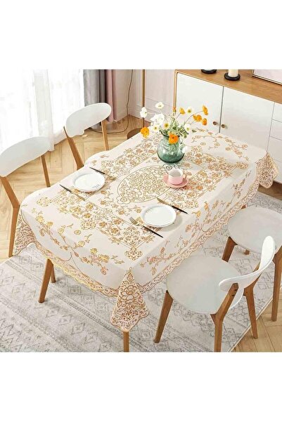 GENERAL Square Tablecloth Waterproof Table Cover,Floral Embroidered Tableclot...