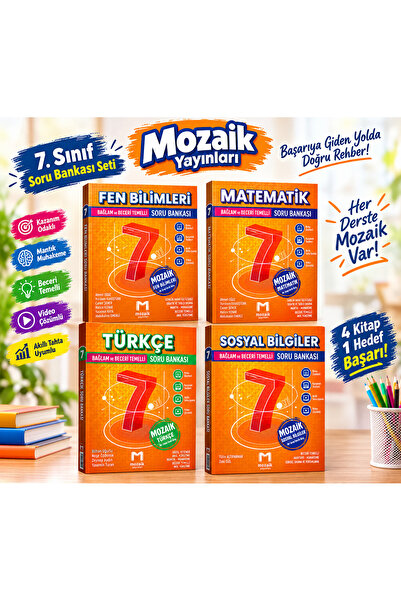 Mozaik Yayınları 7. Sınıf Matematik Fen Türkçe Sosyal Bilgiler Soru Bankası S...