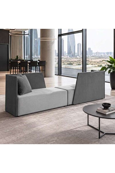 PAN HOME FELIX OFFICE BACK TO BACK MODULAR 4 SEATER SOFA - LIGHT GREY