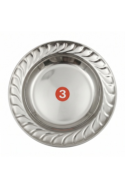 Emrullah Rostfrei Stainless Steel Pearl Plate No:3 Ø18 cm Patterned Luxury Ta...