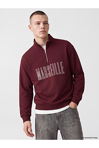LC Waikiki High Collar Marseille Printed Men's Thick Sweatshirt