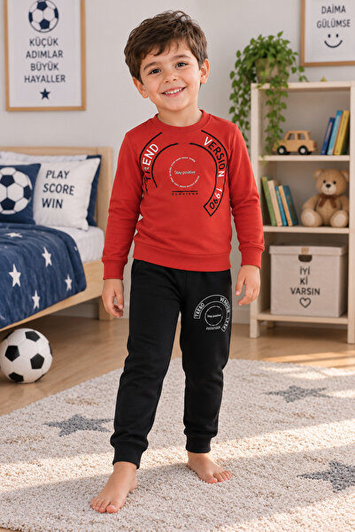 SERPİL Boys' Tracksuit Set – Printed Sweatshirt and Jogger Pants, Sports and ...