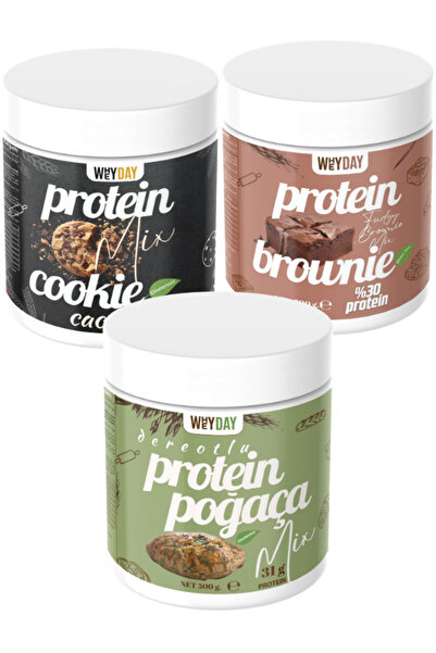Protein Kurabiye Brownie Poğaça Karışımı Seti 3'lü 3 x 500 g Glutensiz Yüksek Proteinli Pratik Mix