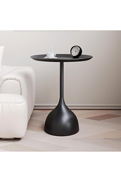 NIUBI Round Side Table, Black Metal End Table for Living Room, Coffee Table, ...