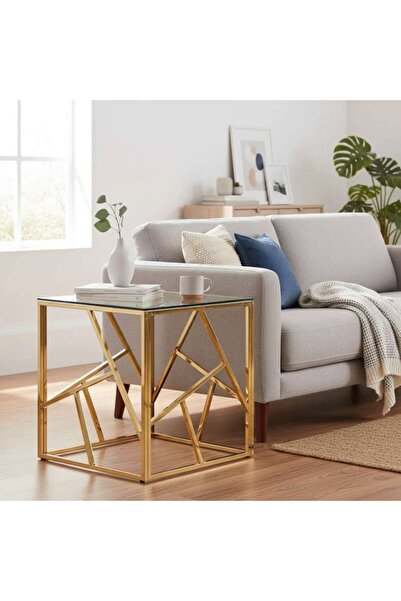 PAN HOME ANDERSON END TABLE - GOLD