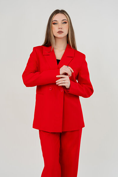 Jodtique طقم نسائي أوفر سايز أحمر