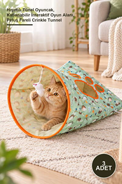 Yenilig 3 Pieces of Rustling Cat Play Tunnel Bag – Rustling Tunnel Toy, Folda...