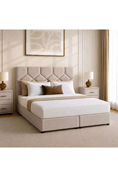 PAN HOME KYROS KING BED 180X200 CM - BEIGE