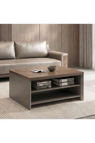 PAN HOME JAMONT OFFICE COFFEE TABLE - GREY & WALNUT