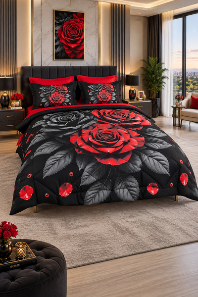 AYBERK HOME TEXTİLE Karagül 5D Digital Printed Cotton Sleeping Set with Doubl...