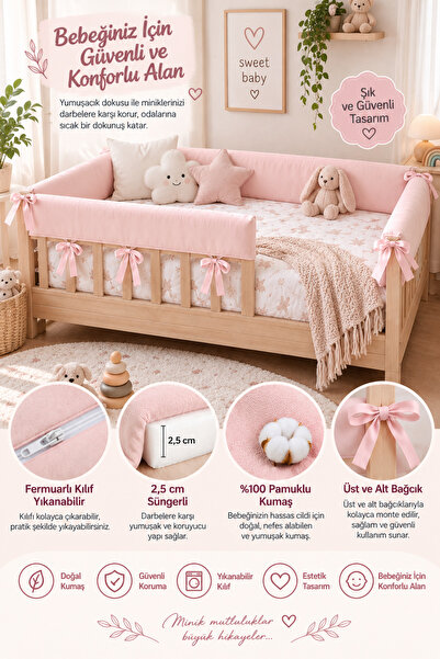 Jaju Baby 60 cm Yükseklik Tam Koruma 60x120 cm Renk Özel Ölçü Montessori / Be...