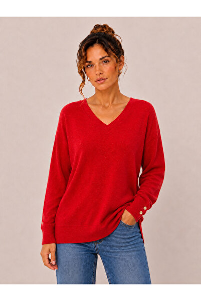 Okçu Triko Women's V-Neck Button Detailed Knitwear Sweater 27K12315-10