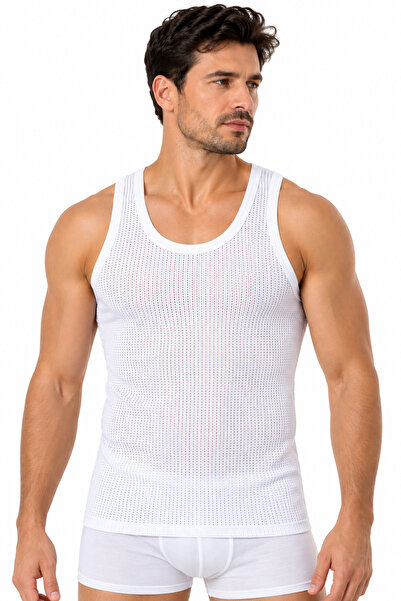 westicgiyim Men's Mesh Undershirts 6 Pack 100% Openend Cotton Breathable Whit...