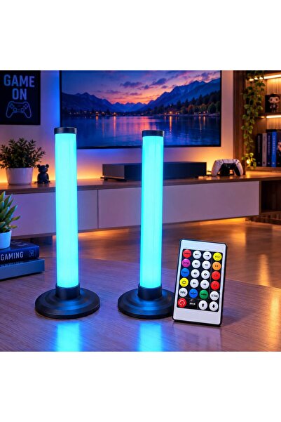 gaman 2 Adet Usb Kablolu RGB Led Çubuk Dekoratif Masa Lambası Kumandalı Renkl...